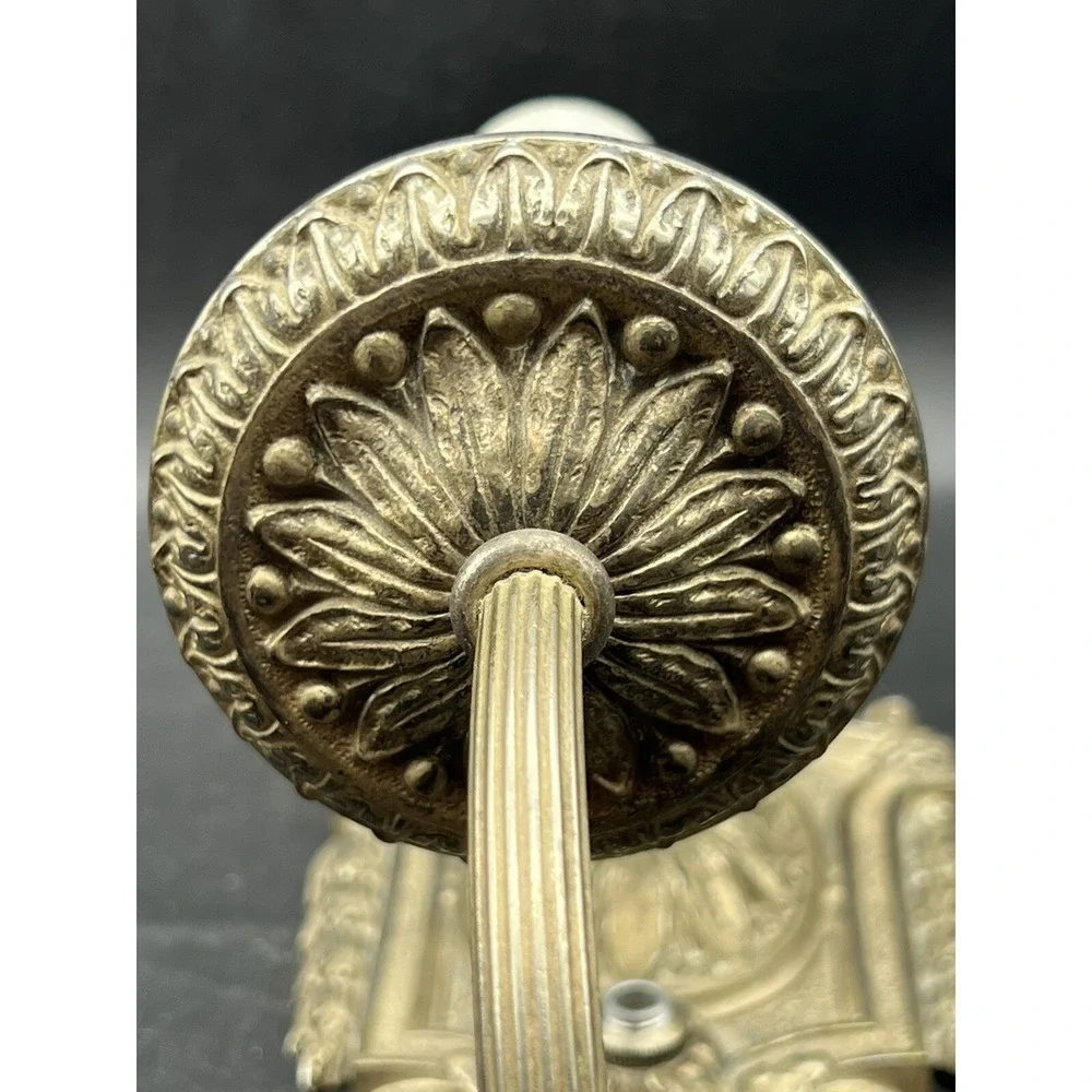 Pair Antique Cast Brass/Bronze (?) Floral Electric Wall Sconce Lights Reclaimed